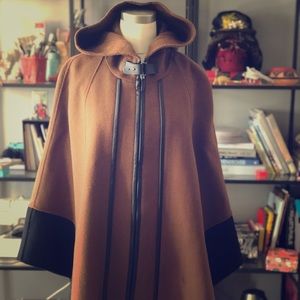 Black & brown Zara Wool Hooded Cape